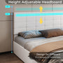 Sikaic PU Leather Platform Bed Frame with 4 Storage Drawers LED Lights Adjustable Headboard White