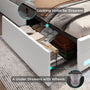 Sikaic PU Leather Platform Bed Frame with 4 Storage Drawers LED Lights Adjustable Headboard White