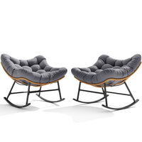 Sikaic Rocking Chair 2PCS Outdoor Rattan Rocking Chair with Thick Cushion Grey Grey / Rattan / Modern