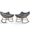 Sikaic Rocking Chair 2PCS Outdoor Rattan Rocking Chair with Thick Cushion Grey Grey / Rattan / Modern