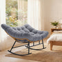 Sikaic Rocking Chair Double Outdoor Rattan Rocking Chair with Thick Cushion Grey Grey / Rattan / Modern