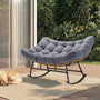 Sikaic Rocking Chair Double Outdoor Rattan Rocking Chair with Thick Cushion Grey Grey / Rattan / Modern