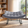 Sikaic Rocking Chair Double Outdoor Rattan Rocking Chair with Thick Cushion Grey Grey / Rattan / Modern