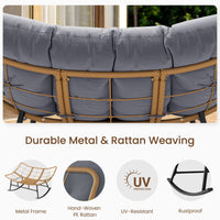Sikaic Rocking Chair Double Outdoor Rattan Rocking Chair with Thick Cushion Grey Grey / Rattan / Modern