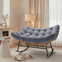 Sikaic Rocking Chair Double Outdoor Rattan Rocking Chair with Thick Cushion Grey Grey / Rattan / Modern