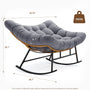 Sikaic Rocking Chair Double Outdoor Rattan Rocking Chair with Thick Cushion Grey Grey / Rattan / Modern