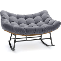 Sikaic Rocking Chair Double Outdoor Rattan Rocking Chair with Thick Cushion Grey Grey / Rattan / Modern