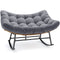 Sikaic Rocking Chair Double Outdoor Rattan Rocking Chair with Thick Cushion Grey Grey / Rattan / Modern