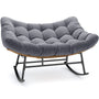 Sikaic Rocking Chair Double Outdoor Rattan Rocking Chair with Thick Cushion Grey Grey / Rattan / Modern