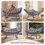 Sikaic Rocking Chair Double Outdoor Rattan Rocking Chair with Thick Cushion Grey Grey / Rattan / Modern