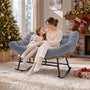 Sikaic Rocking Chair Double Outdoor Rattan Rocking Chair with Thick Cushion Grey Grey / Rattan / Modern