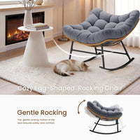 Sikaic Rocking Chair Outdoor Rattan Rocking Chair with Thick Cushion Grey Grey / Rattan / Modern