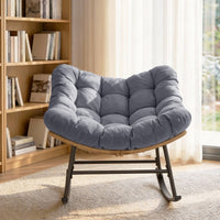 Sikaic Rocking Chair Outdoor Rattan Rocking Chair with Thick Cushion Grey Grey / Rattan / Modern