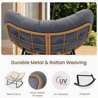 Sikaic Rocking Chair Outdoor Rattan Rocking Chair with Thick Cushion Grey Grey / Rattan / Modern