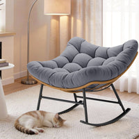 Sikaic Rocking Chair Outdoor Rattan Rocking Chair with Thick Cushion Grey Grey / Rattan / Modern