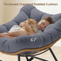 Sikaic Rocking Chair Outdoor Rattan Rocking Chair with Thick Cushion Grey Grey / Rattan / Modern