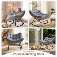 Sikaic Rocking Chair Outdoor Rattan Rocking Chair with Thick Cushion Grey Grey / Rattan / Modern