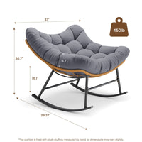 Sikaic Rocking Chair Outdoor Rattan Rocking Chair with Thick Cushion Grey Grey / Rattan / Modern