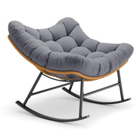Sikaic Rocking Chair Outdoor Rattan Rocking Chair with Thick Cushion Grey Grey / Rattan / Modern