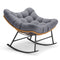 Sikaic Rocking Chair Outdoor Rattan Rocking Chair with Thick Cushion Grey Grey / Rattan / Modern