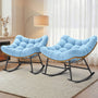Sikaic Rocking Chair 2PCS Outdoor Rattan Rocking Chair with Thick Cushion Sky Blue Sky Blue / Rattan / Modern