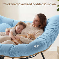 Sikaic Rocking Chair Double Outdoor Rattan Rocking Chair with Thick Cushion Sky Blue Sky Blue / Rattan / Modern