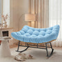 Sikaic Rocking Chair Double Outdoor Rattan Rocking Chair with Thick Cushion Sky Blue Sky Blue / Rattan / Modern
