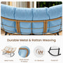Sikaic Rocking Chair Double Outdoor Rattan Rocking Chair with Thick Cushion Sky Blue Sky Blue / Rattan / Modern