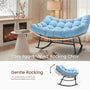 Sikaic Rocking Chair Double Outdoor Rattan Rocking Chair with Thick Cushion Sky Blue Sky Blue / Rattan / Modern