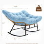 Sikaic Rocking Chair Double Outdoor Rattan Rocking Chair with Thick Cushion Sky Blue Sky Blue / Rattan / Modern