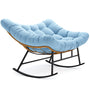 Sikaic Rocking Chair Double Outdoor Rattan Rocking Chair with Thick Cushion Sky Blue Sky Blue / Rattan / Modern