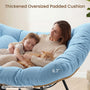 Sikaic Rocking Chair Double Outdoor Rattan Rocking Chair with Thick Cushion Sky Blue Sky Blue / Rattan / Modern