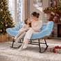 Sikaic Rocking Chair Double Outdoor Rattan Rocking Chair with Thick Cushion Sky Blue Sky Blue / Rattan / Modern