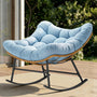 Sikaic Rocking Chair Outdoor Rattan Rocking Chair with Thick Cushion Sky Blue Sky Blue / Rattan / Modern