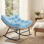 Sikaic Rocking Chair Outdoor Rattan Rocking Chair with Thick Cushion Sky Blue Sky Blue / Rattan / Modern