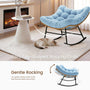 Sikaic Rocking Chair Outdoor Rattan Rocking Chair with Thick Cushion Sky Blue Sky Blue / Rattan / Modern