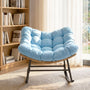 Sikaic Rocking Chair Outdoor Rattan Rocking Chair with Thick Cushion Sky Blue Sky Blue / Rattan / Modern