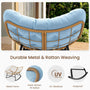 Sikaic Rocking Chair Outdoor Rattan Rocking Chair with Thick Cushion Sky Blue Sky Blue / Rattan / Modern