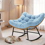 Sikaic Rocking Chair Outdoor Rattan Rocking Chair with Thick Cushion Sky Blue Sky Blue / Rattan / Modern