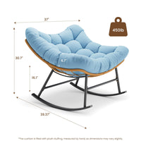 Sikaic Rocking Chair Outdoor Rattan Rocking Chair with Thick Cushion Sky Blue Sky Blue / Rattan / Modern
