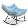 Sikaic Rocking Chair Outdoor Rattan Rocking Chair with Thick Cushion Sky Blue Sky Blue / Rattan / Modern