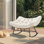 Sikaic Rocking Chair Double Outdoor Rattan Rocking Chair with Thick Cushion White White / Rattan / Modern
