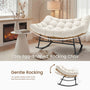 Sikaic Rocking Chair Double Outdoor Rattan Rocking Chair with Thick Cushion White White / Rattan / Modern