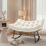 Sikaic Rocking Chair Double Outdoor Rattan Rocking Chair with Thick Cushion White White / Rattan / Modern