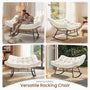 Sikaic Rocking Chair Double Outdoor Rattan Rocking Chair with Thick Cushion White White / Rattan / Modern