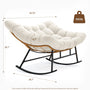Sikaic Rocking Chair Double Outdoor Rattan Rocking Chair with Thick Cushion White White / Rattan / Modern