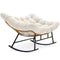 Sikaic Rocking Chair Double Outdoor Rattan Rocking Chair with Thick Cushion White White / Rattan / Modern
