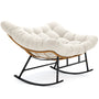 Sikaic Rocking Chair Double Outdoor Rattan Rocking Chair with Thick Cushion White White / Rattan / Modern