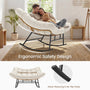 Sikaic Rocking Chair Double Outdoor Rattan Rocking Chair with Thick Cushion White White / Rattan / Modern