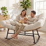 Sikaic Rocking Chair Double Outdoor Rattan Rocking Chair with Thick Cushion White White / Rattan / Modern